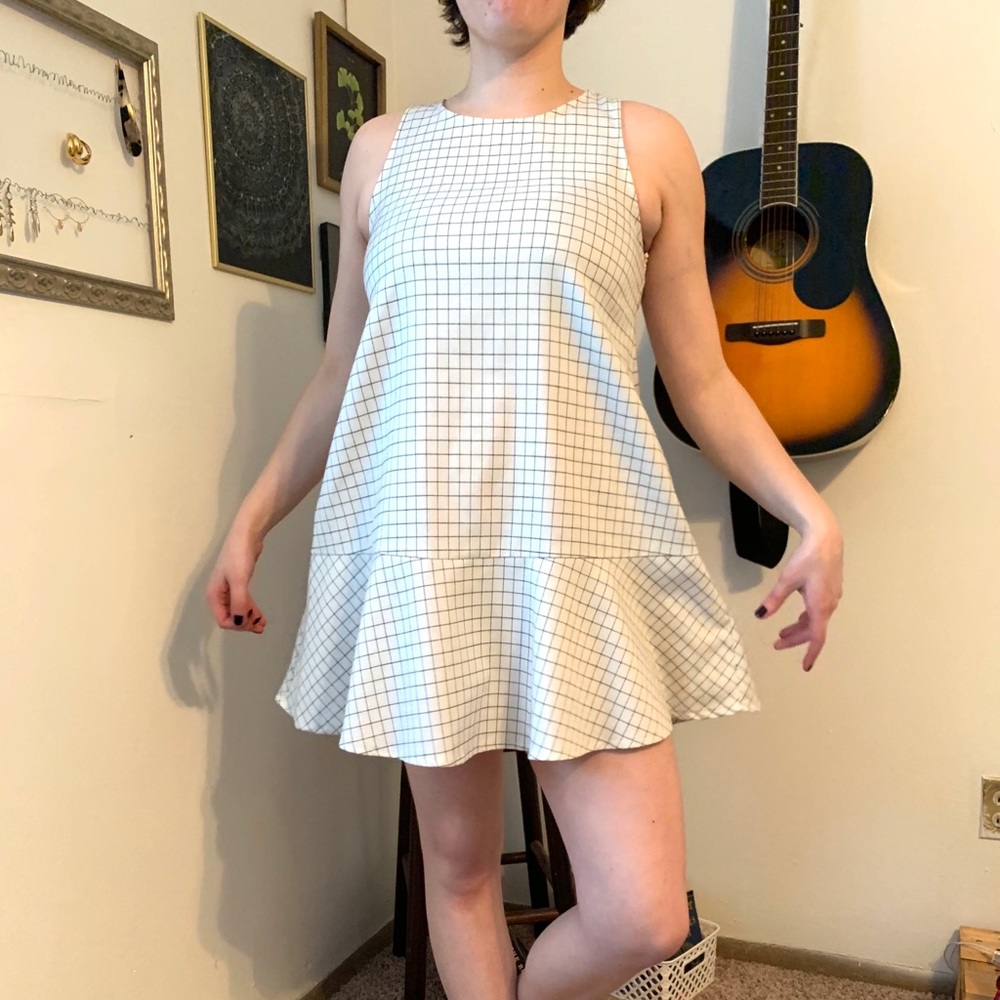 Drop Waist Grid Pattern Dress